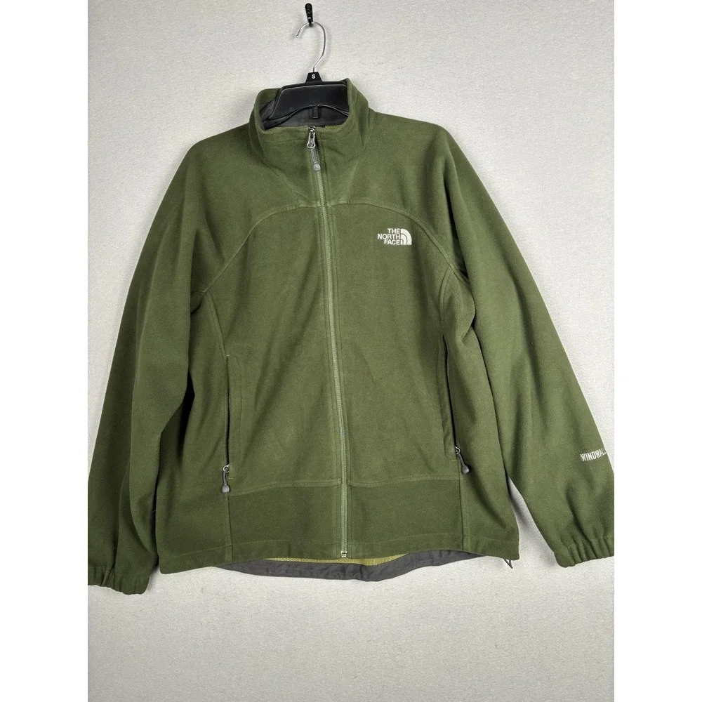 The North Face Jacket Mens Large Green Fleece WindWall Full Zip Hiking Outdoor